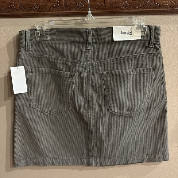 Kensie teal slate green corduroy Button-Front Mini Skirt high rise 100% cotton 6 - Picture 6 of 13